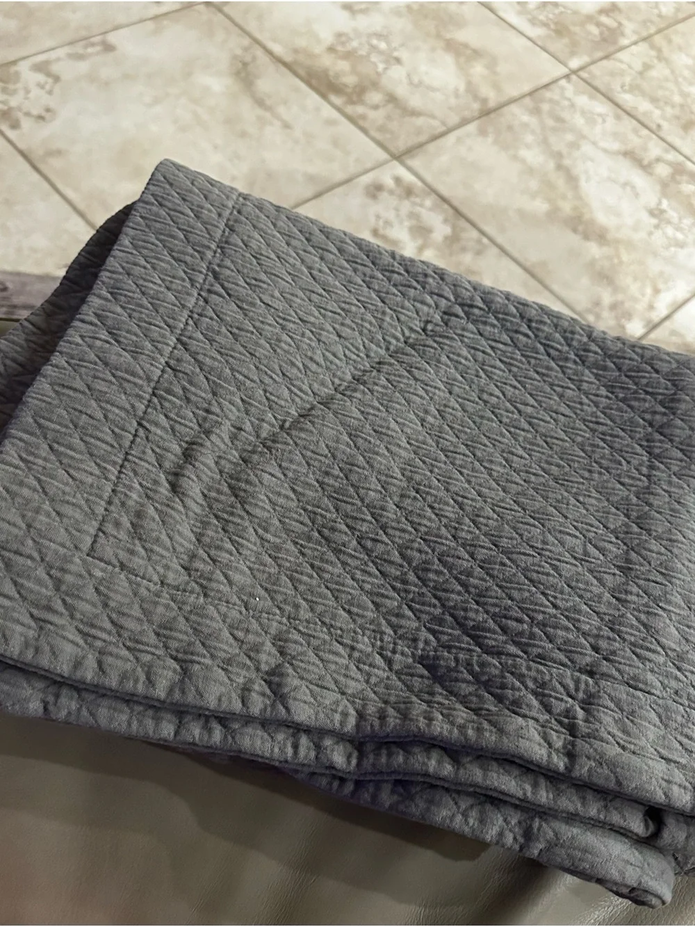 Restoration Hardware Vintage Wash Diamond Quilted Cotton Shams Grey - 2 Standard